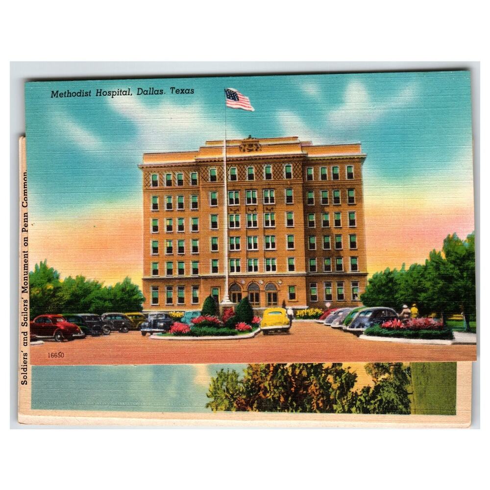 Methodist Hospital Dallas Texas Linen Postcard Vintage 1940s 1950s Architecture